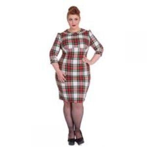 Hellbunny Doralee tartan pencil dress 2x